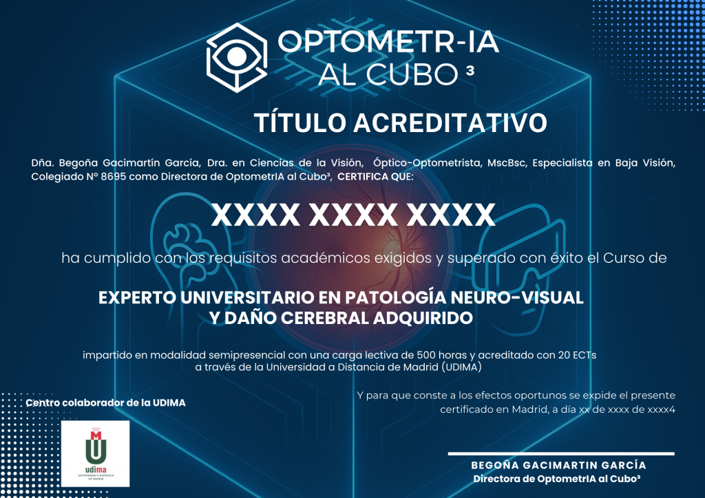 Diploma Experto Universitario en Patología Neurovisual y Daño Cerebral Adquirido