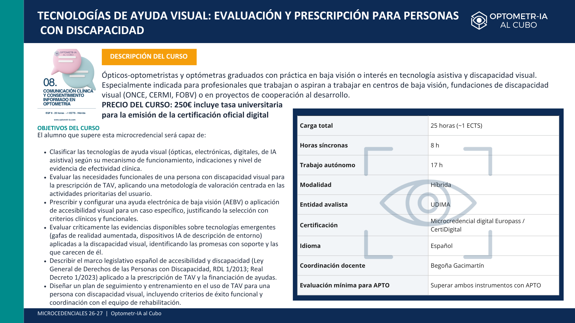 Microcredencial Tecnologías de ayuda visual: evaluación y prescripción para personas con discapacidad - Imagen 3