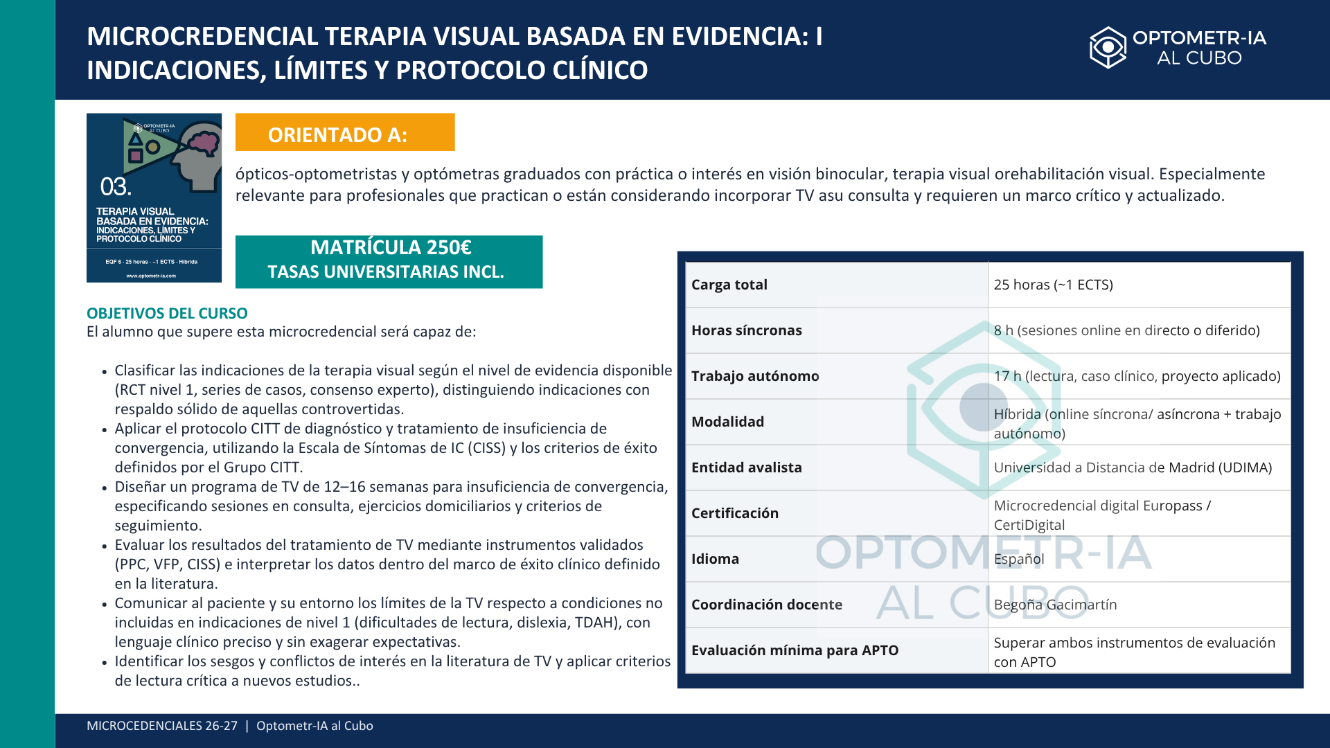 Microcredencial Terapia Visual basada en evidencia - Imagen 3